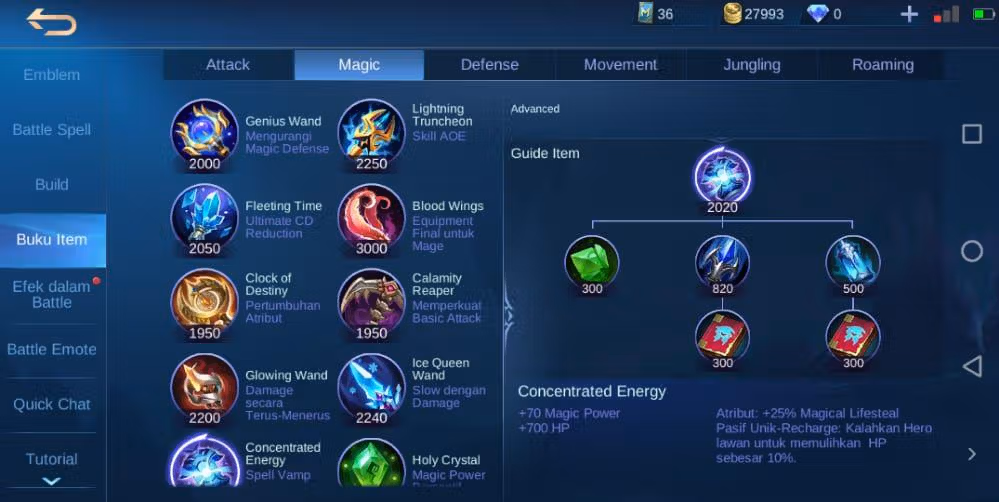 Bahasa dan Istilah di Mobile Legends, Istilah Dalam Item & Build