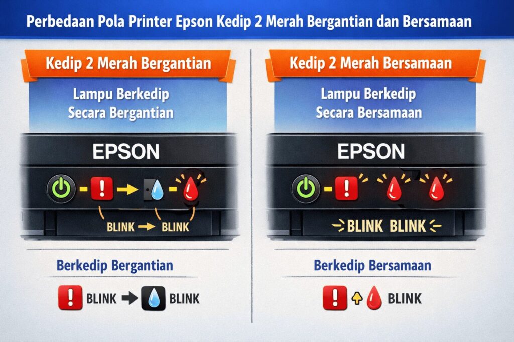 Printer Epson Kedip 2 Merah