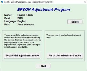 download resetter epson sx235w
