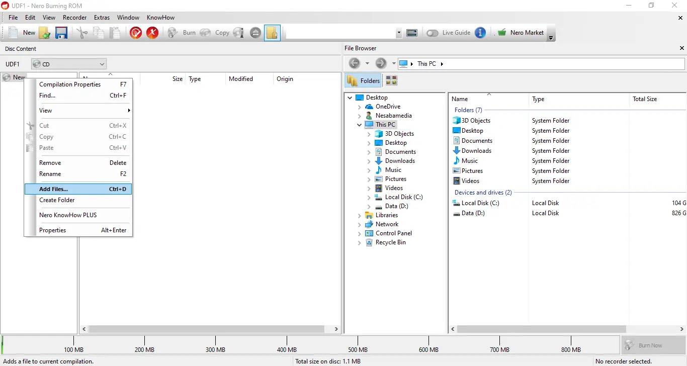 Download Nero Burning ROM tampilan terbaru saat proses burning