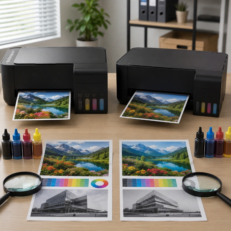 Epson L3219 vs Canon G1737, Efek pemilihan tinta terhadap hasil cetak