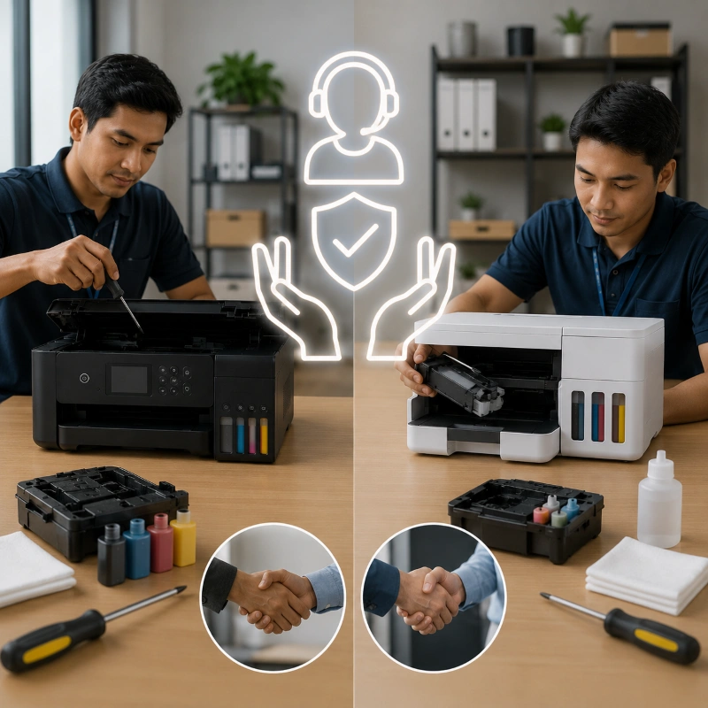 Epson L6277 vs Canon GX2070, Kemudahan Servis dan Dukungan