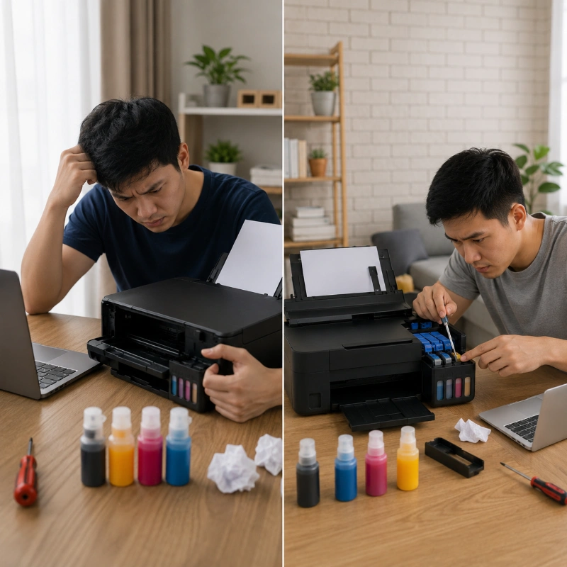 Epson L3213 vs Canon G1735, Kemudahan Troubleshooting