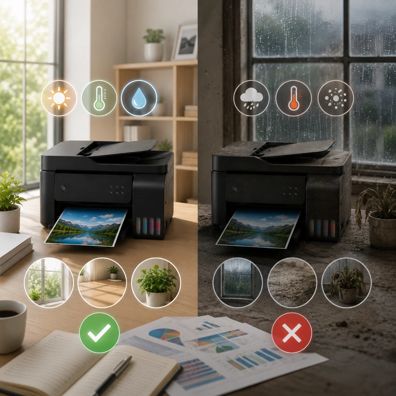 Epson L5297 vs Canon G4770, Pengaruh Lingkungan ke Performa Printer