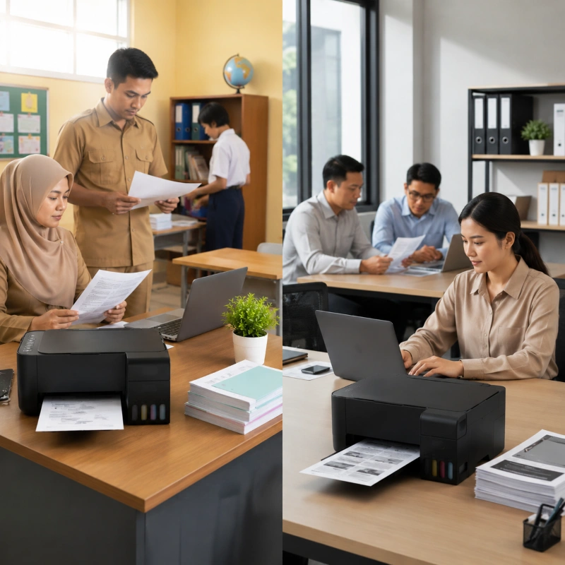 Epson L3219 vs Canon G1737, Perbandingan penggunaan di lingkungan sekolah dan kantor kecil