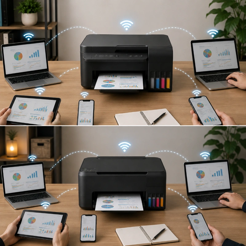 Epson L4263 vs Canon G3775, Stabilitas Saat Dipakai Bareng Banyak Device