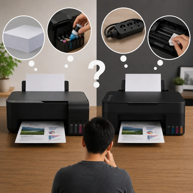 Epson L3158 vs Canon G3820, Faktor yang Sering Terlewat Saat Memilih Printer