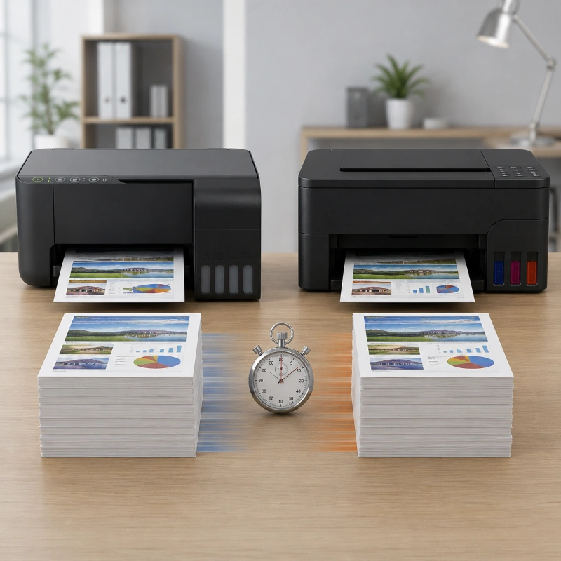 Epson L3550 vs Canon G3570, Kecepatan dan Volume Cetak
