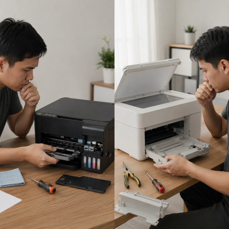 Epson L3267 vs Canon G4772, Tingkat Kemudahan Troubleshooting