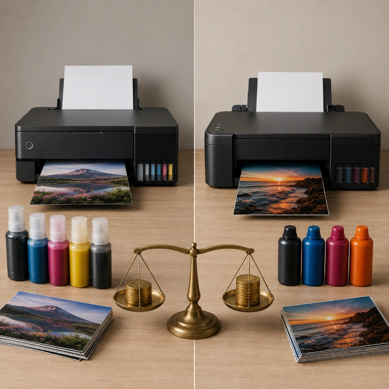 Epson L8180 vs Canon G670, Urusan Tinta dan Biaya