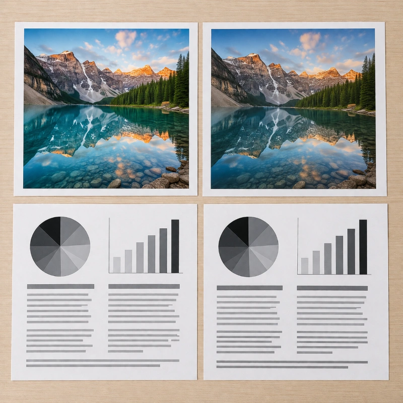Epson ET-5885 vs Canon GX6070, Hasil Cetak Warna vs Ketajaman Teks