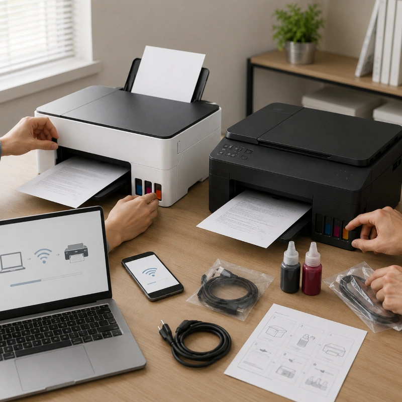 Canon GX1070 vs Brother DCP-T420W, Perbandingan Kemudahan Instalasi dan Pengaturan Printer
