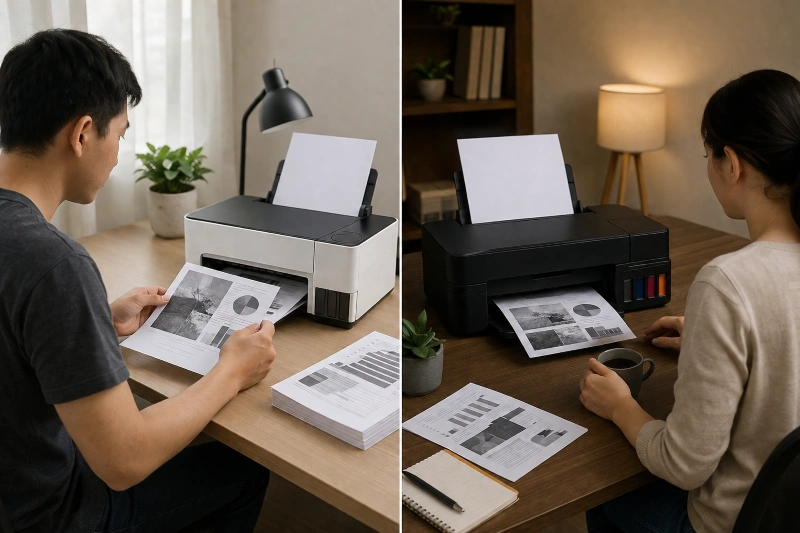 Epson M1100 vs Canon GM2010, Perbandingan rasa pakai sehari-hari
