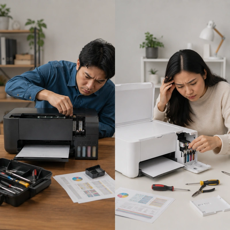 Epson ET-2811 vs Canon G3270, Tingkat Kemudahan Troubleshooting