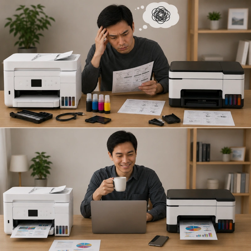 Epson ET-4856 vs Canon GX1070, Urusan Setup Awal Ribet, Akhirnya Nyaman